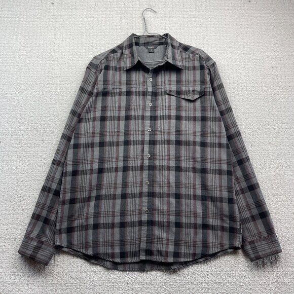Royal Robbins Grey / Red Flannel Plaid Outdoor Button Up Shirt Size Large Camp - Picture 1 of 14
